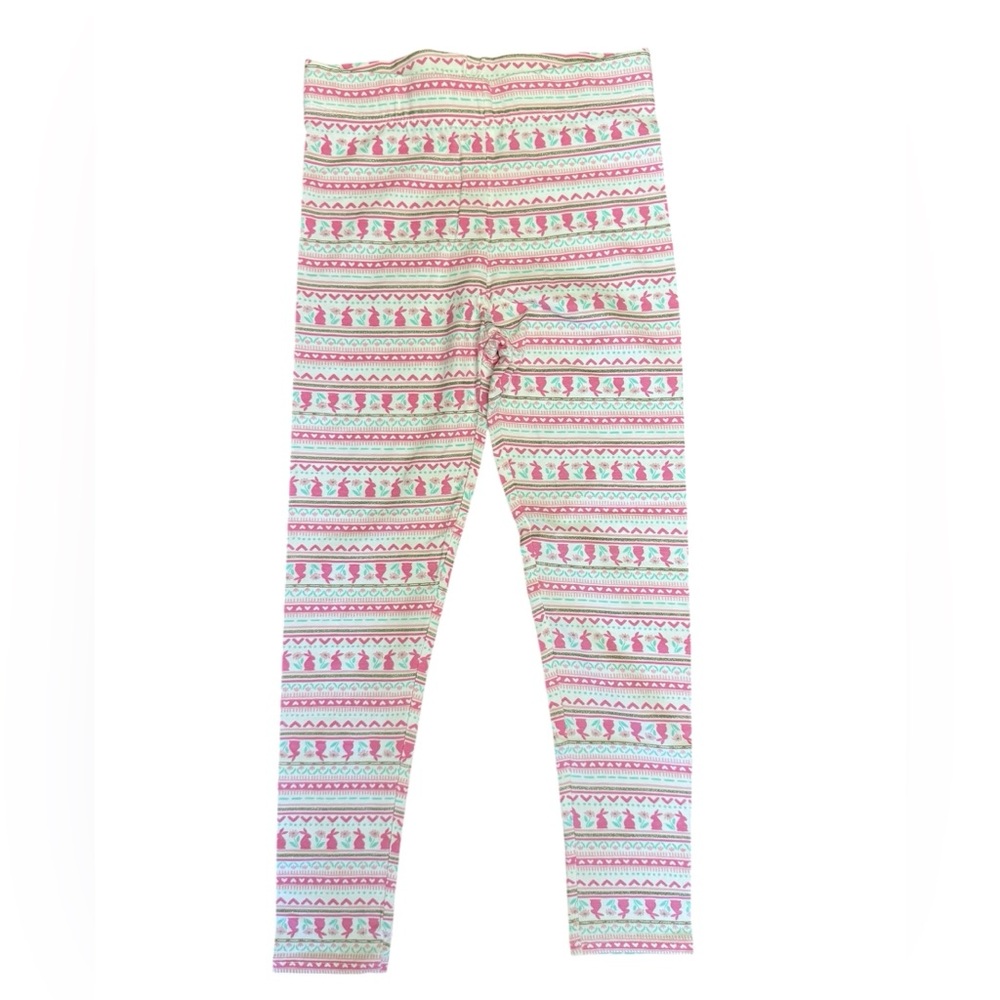 Cynthia Rowley NEW Girls Pink Spring Easter Bunny Patterned Leggings Sz Medium